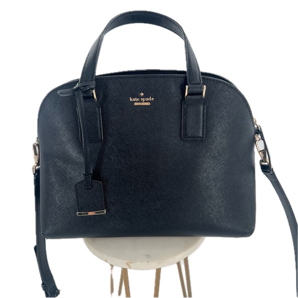 Kate Spade New York Cameron Street Large Lottie Satchel Crossbody Black Leather